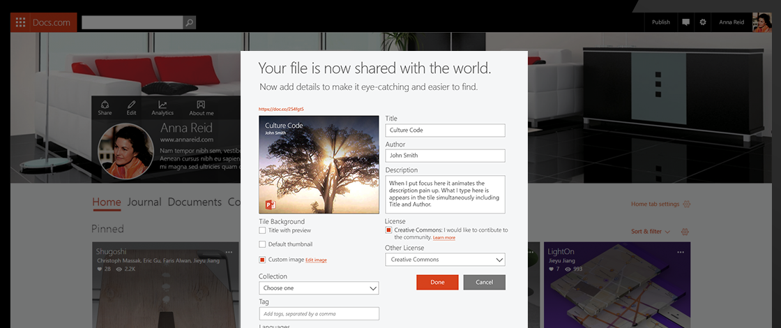 Publish flow — the published document